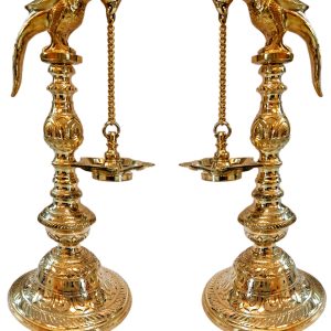 Parrot Vilakku | Buy Parrot Vilakku Brass Lamp Online | Traditional South Indian Oil Lamp for Puja & Decor